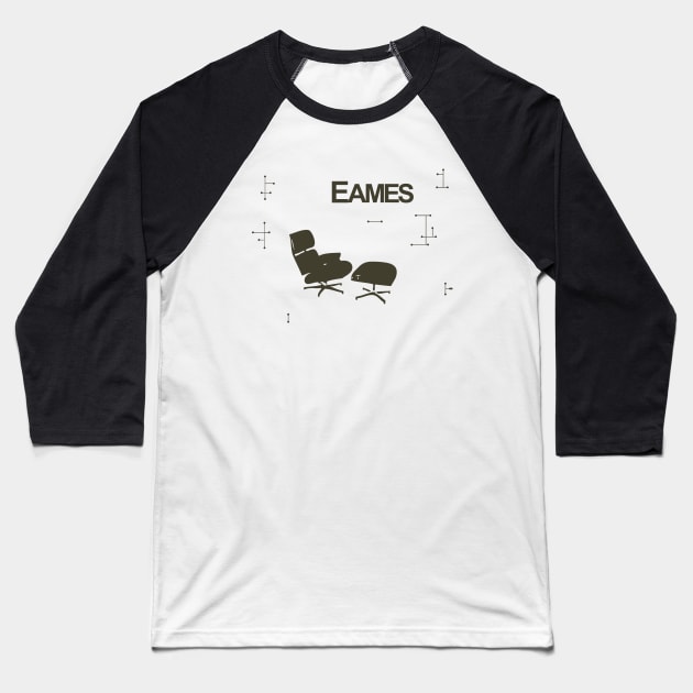 Eames lounge chair and deco wall pattern Baseball T-Shirt by WriterCentral